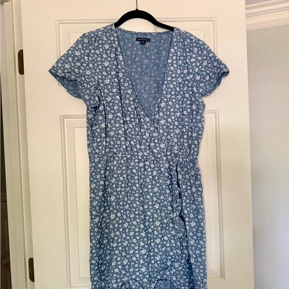 J. Crew Factory Blue Flutter Sleeve Sundress